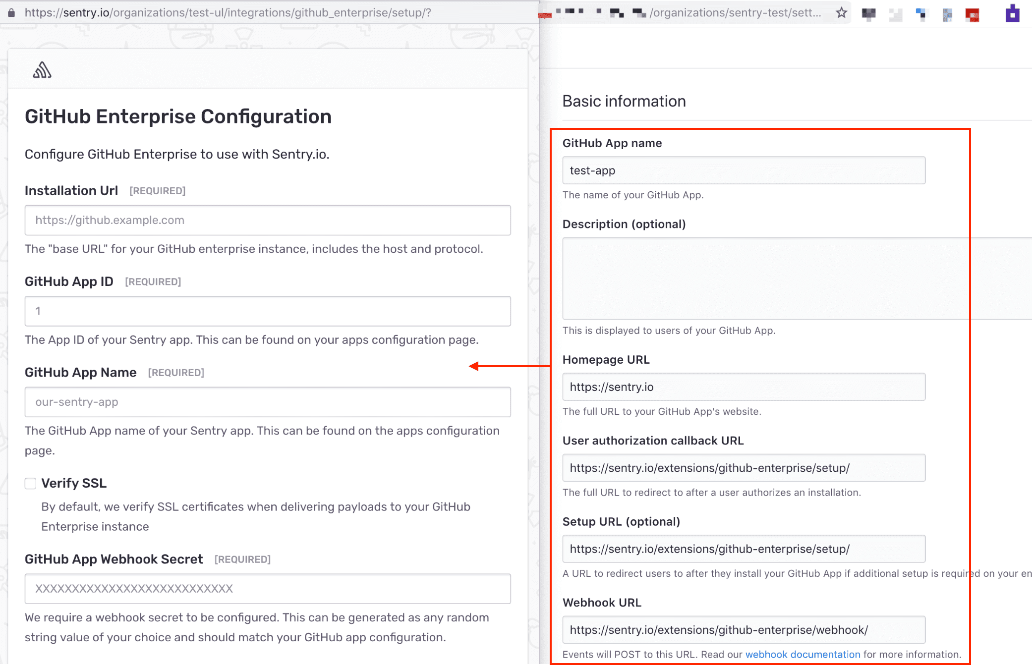 GitHub Enterprise configuration form